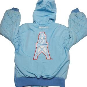 Vintage Starter Houston Oilers Hooded Puffer Jacket Full Zip Youth Kids Small